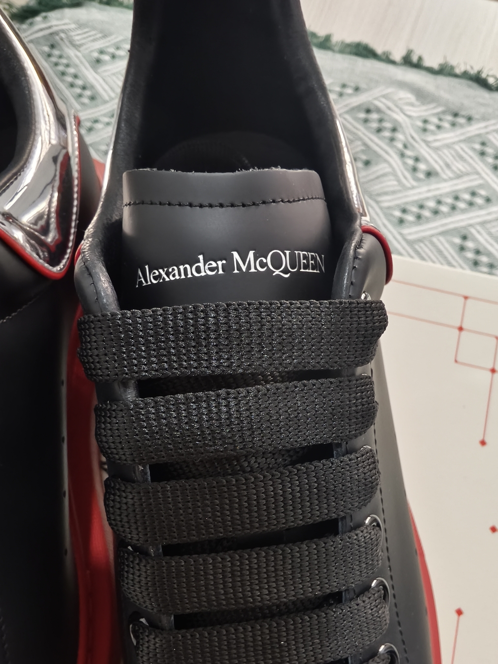 Alexander McQueen Black Leather Sneakers with Red Platform - Picture 7 of 9